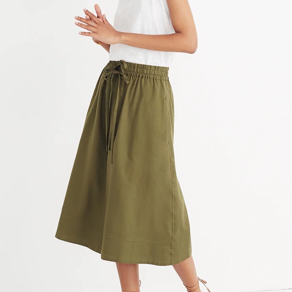 Madewell Circle Drawstring Skirt in Desert Olive - Size XXS